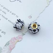 10入組彩色格子布樣大孔珠子,diy珠寶製作用品 - 毛球珠子 - 查看 10