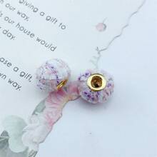 10入組彩色格子布樣大孔珠子,diy珠寶製作用品 - 毛球珠子 - 查看 5