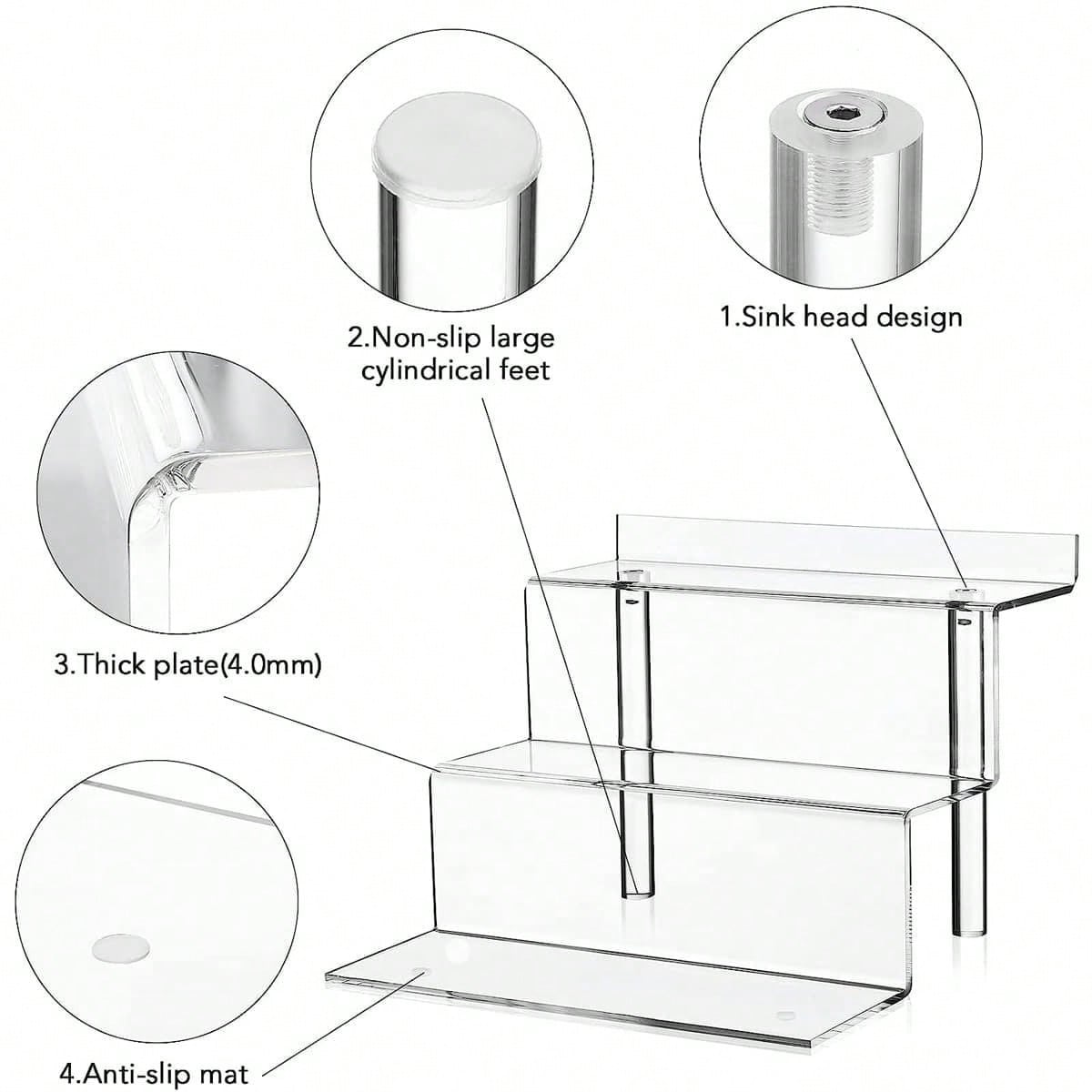 3 Tier Clear Acrylic Display Riser Shelf for Pops & Toys Figures,9 in ...