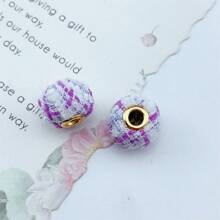 10入組彩色格子布樣大孔珠子,diy珠寶製作用品 - 毛球珠子 - 查看 18