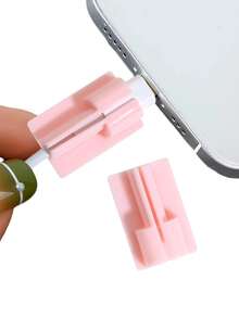 2pcs Pink Data Cable Clip/Protector/Cable Winder Compatible With Apple Data Cable Charger Protector - Baby Pink - View 2