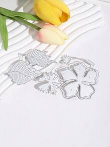 1片碳鋼金屬雕刻模具,可diy花卉和葉子設計,適用於剪貼簿、紙藝和空心雕刻