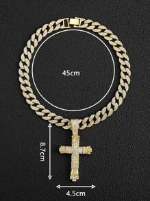 1 件男士新品超大吊坠项链，时尚镶钻合金项链适合男女日常佩戴