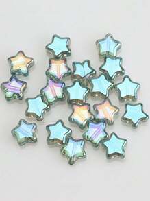 50pcs/Pack 8mm Center Hole Electroplated Glass Pentagram Beads, DIY Jewelry Accessories For Necklace, Bracelet, Earrings