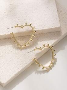 1 Pair Of Fashionable And Simple Colorful Geometric Love Metal Earrings Suitable For Daily Wear By Women - Love - View 4