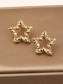 1pc Fashionable Five-pointed Star Shaped Stud Earring - Star - View 1