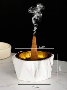 1只手工陶瓷香燭臺,六角形白灰色檀香陶瓷香燭臺,夾層鍋爐,適用於瑜伽,冥想和日常家居裝飾以淨化空氣