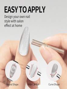 AiFer Nail Art White Cat Eye Gel Polish With Shimmering In Sun And Many Chips, Popular Color Manicure Gel Uv 15ml - White - View 4