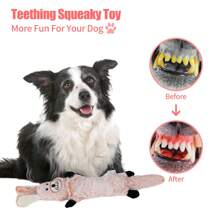 狗狗吱吱聲玩具,狗狗毛絨玩具軟狗狗咬咬玩具,互動式狗狗玩具可清潔牙齒和解悶,適用於小型和中型犬,幼犬(棕色)