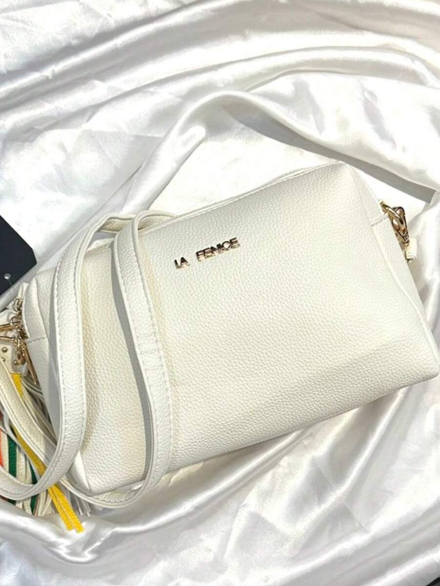 時尚現代的2個間隔式女性斜肩袋 - 白色 - 查看 1
