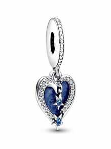 1pc Blue Ocean Heart Pendant Beaded Bracelet & Necklace Accessory - Blue - View 2