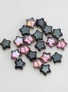 50pcs/Pack 8mm Center Hole Electroplated Glass Pentagram Beads, DIY Jewelry Accessories For Necklace, Bracelet, Earrings