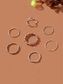 7pcs Minimalist Gold Silver Knuckle Stackable Snake Finger Midi Rings set Party Decoration for Women - set of rings - View 3
