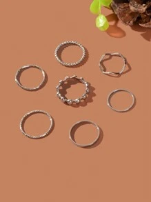 7pcs Minimalist Gold Silver Knuckle Stackable Snake Finger Midi Rings set Party Decoration for Women - set of rings - View 5