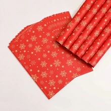 10pcs/Pack Christmas Wrapping Paper Snowflake Print, 50cm X 70cm, Suitable For Festival Party Gift Wrapping Decoration, Christmas