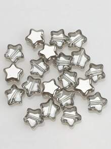 50pcs/Pack 8mm Center Hole Electroplated Glass Pentagram Beads, DIY Jewelry Accessories For Necklace, Bracelet, Earrings