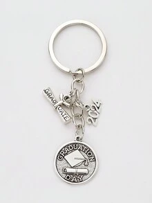 1個男士時尚鋅合金學士帽鑰匙扣,2023/2024魅力新年、聖誕和情人節鑰匙鏈墜飾,絕佳畢業禮物選擇,送給朋友和家人