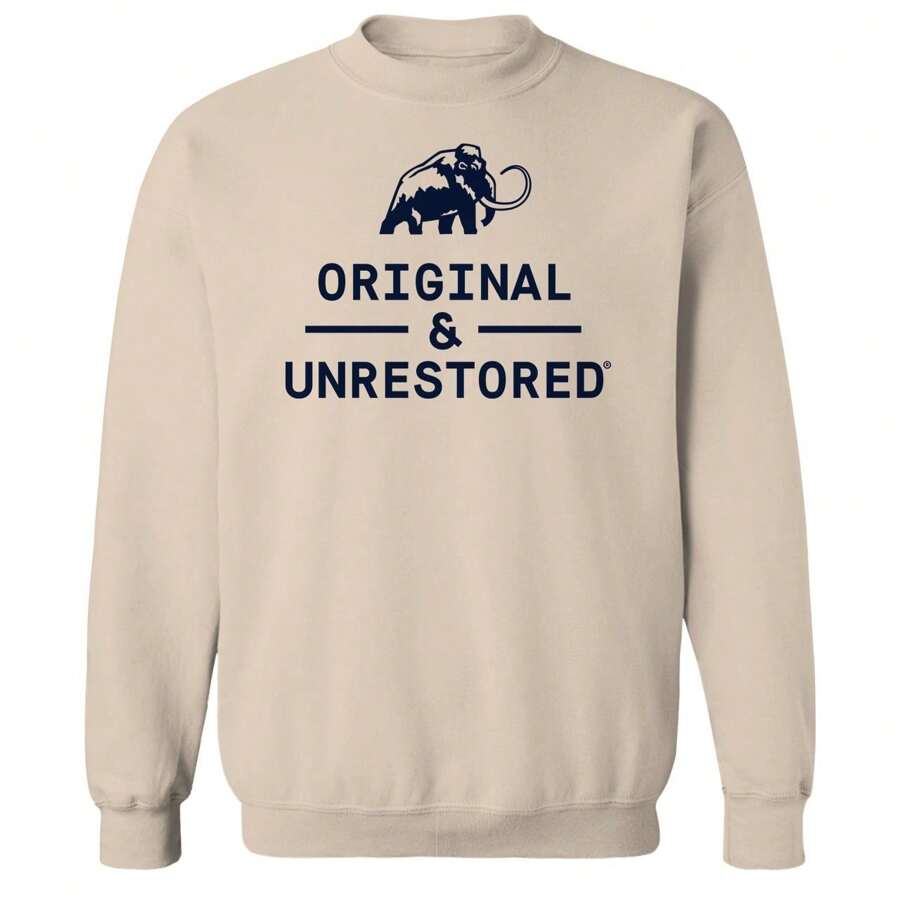 Original and Unrestored Lock Up Graphic Sand Unisex Cotton Pullover Sweatshirt - 米色 - 查看 1