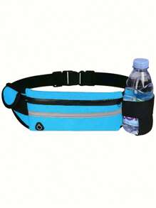 腰包皮帶袋跑步腰包攜帶式健身袋可裝水騎行手機袋防水 - 藍色 - 查看 2