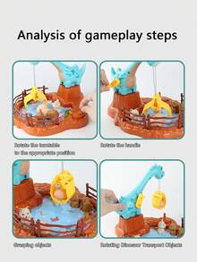 恐龍夾娃娃機+6入恐龍蛋+4入隨機款式狗,迷你電玩夾娃娃玩具,救助動物的桌上遊戲,迷你毛絨娃娃機 - 藍色 - 查看 5