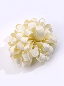 2pcs/pack Ivory Embroidered Ball Flower Hair Clips For Girls - Beige - View 5