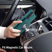 具有磁吸式封閉、信用卡位和口袋的皮革錢包翻蓋手機殼,適用於三星galaxy S22/s22 Plus/s22 Ultra/s23/s23 Plus/s23 Ultra,男女兩用 - 墨綠色 - 查看 4