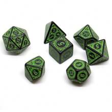 7pcs/set Green Classical Embossed Rune Multi-faceted Tabletop Dice For Rpg Game, Dungeons And Dragons - Green - View 2