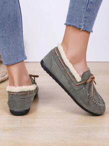 Flat-soled Velvet Warm Shoes For Autumn And Winter New Style Comfortable Mom Shoes - Grey - View 2