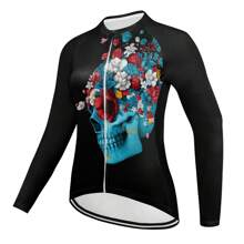 Max Storm 女士騎行服長袖自行車騎行服,帶 3 個後袋騎行透氣防紫外線運動服裝快乾 - 黑色 - 查看 1