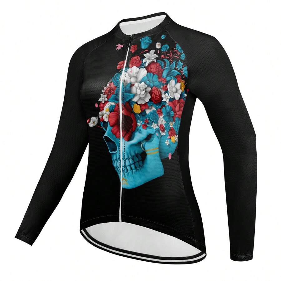 Max Storm 女士騎行服長袖自行車騎行服,帶 3 個後袋騎行透氣防紫外線運動服裝快乾 - 黑色 - 查看 1