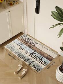 1入組字母條紋聚酯廚房地墊,防滑地毯,適用於客廳、廚房、門墊、家居可水洗地墊 - 彩色 - 查看 4