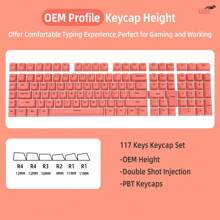 117 Key Custom PBT Keycap Set Double Shot OEM Profile For 61/68/87/98/100/104Key Compact TKL 60% Or Full Size Cherry MX Gateron  Outemu Cross Type Switch US Layout Mechanical Keyboard DIY - Red - View 6