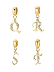 Newsoul 時尚 S925 純銀 A-z 字母鋯石珠寶吊墜,女士珠寶禮物 - 金黃色 - 查看 5