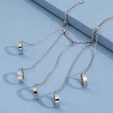Punk Chain Tassel With Finger Rings Gothic Chain Hand HarnessHip Hop Rings - Silver - View 5