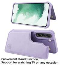 Leather Flip Case With Credit Card Holder And Rfid Phone Shell Protection, Compatible With Samsung Galaxy S22/S22 Plus/S22 Ultra/S23/S23 Plus/S23 Ultra/Galaxy A54 - Mauve Purple - View 3