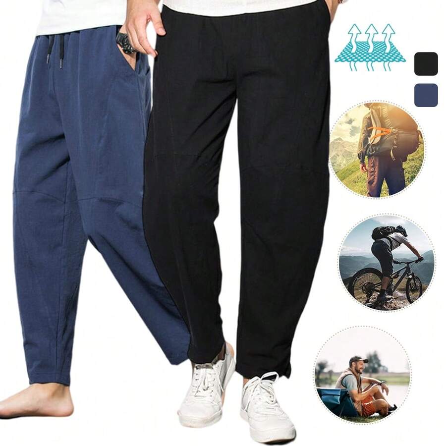 Pantalón De Manta Para Hombre Playa Descanso Yoga - Azul - Ver 1