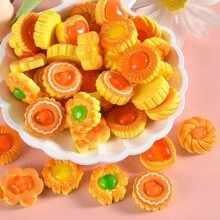 10入組隨機圖案模擬迷你可愛烘焙曲奇甜點扁呈形魅力,可用於diy剪貼簿、髮夾、手機殼工藝配件、diy珠寶製作 - 彩色 - 查看 1