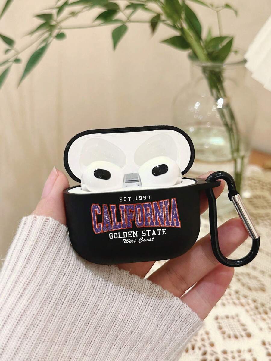 1 个黑色哑光上下盖一体式耳机盒，印有地名，与 Airpods 兼容 - 彩色 - 查看 1