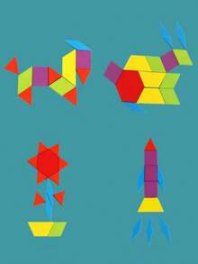 155pcs Creative Geometric Tangram Puzzle Wooden Toy For Educational Intelligence Training - multicolor - View 4