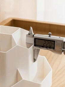 1pc White Rotatable Makeup Brush Holder With 9 Compartments For Lipstick And Other Cosmetics On Vanity Table - White - View 5