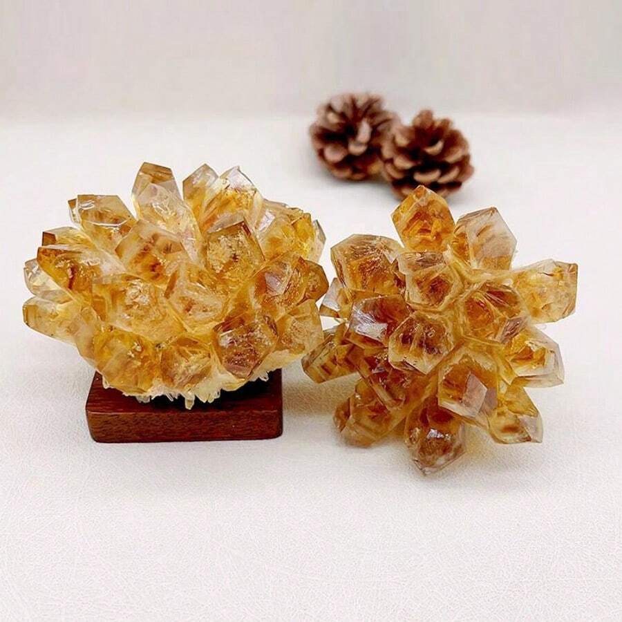 1.10-1.32磅天然淺黃色石英石黃水晶簇,療癒石礦物標本家居裝飾 - 黃色 - 查看 1