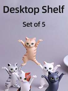 5入組可愛貓咪筆筒、耳機收納盒,舞蹈貓筆筒,家居桌面裝飾,桌面收納架