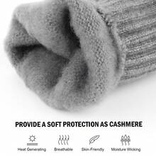 男女通用針織觸控螢幕羊絨手套,冬季戶外保暖手套,防滑設計,適合登山騎行 - 灰色 - 查看 7