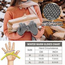 男女通用針織觸控螢幕羊絨手套,冬季戶外保暖手套,防滑設計,適合登山騎行 - 灰色 - 查看 6