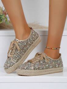 2023 Fashionable Comfortable Versatile Square Toe Soft Leather Women's Flat Loafers With Rope Soles - Gold - View 2