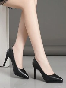 流行時尚黑色防水平底針跟高跟鞋,10公分,秋季鞋款,尺寸包括大碼小碼