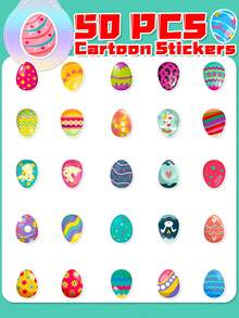 50 Piezas Pegatinas De Huevos De Pascua - Rojo - Ver 2