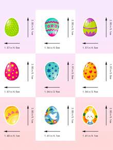 50 Piezas Pegatinas De Huevos De Pascua - Rojo - Ver 7