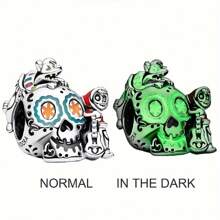 萬聖節系列夜光骷髏和怪獸珠子吊墜,適用於diy珠子手環,女士生日製作驚人且時尚的珠寶