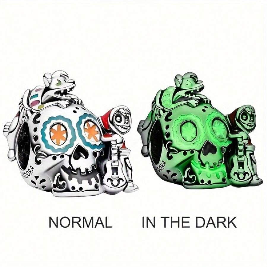 萬聖節系列夜光骷髏和怪獸珠子吊墜,適用於diy珠子手環,女士生日製作驚人且時尚的珠寶